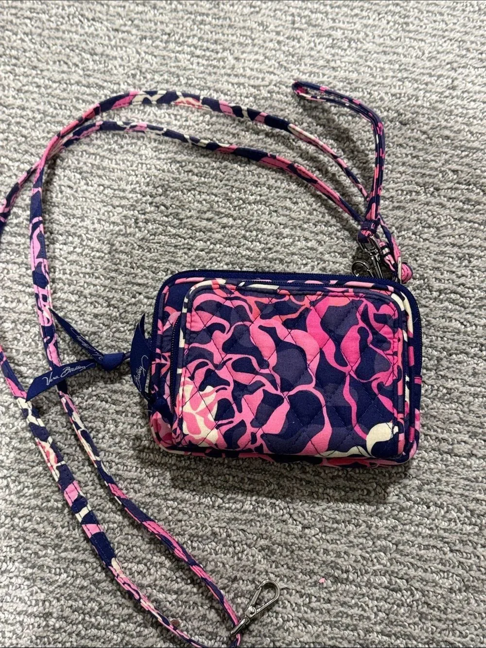 Vera Bradley Navy, Pink & Cream Floral Quilted Crossbody